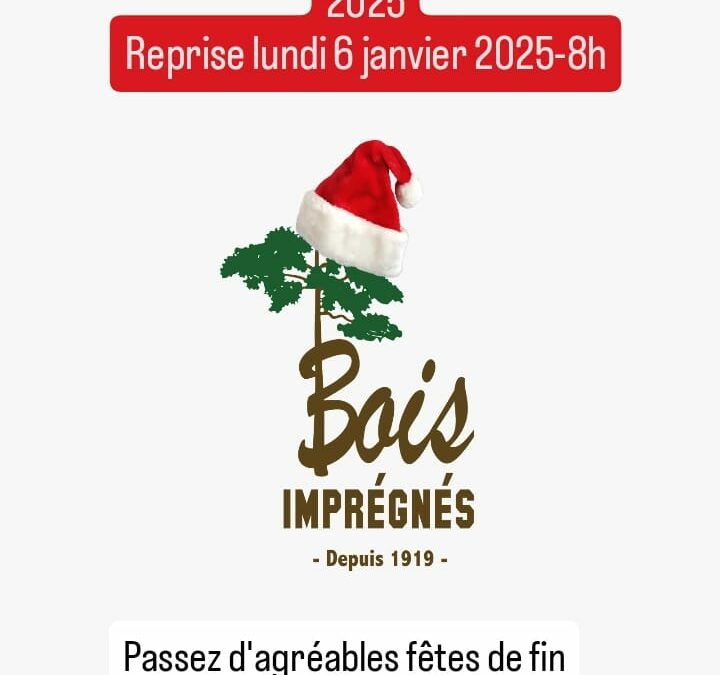 FERMETURE POUR CONGES DE NOEL 2024